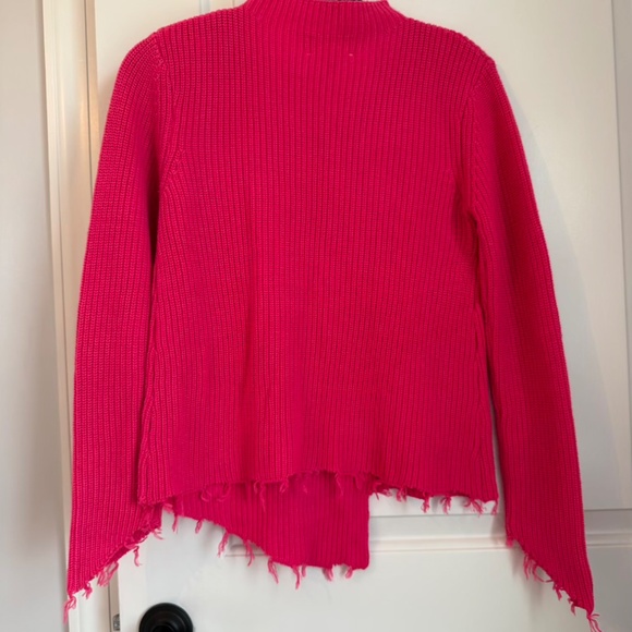 For the Republic Bright Hot Pink Frayed Distressed Sweater Small - Picture 2 of 5